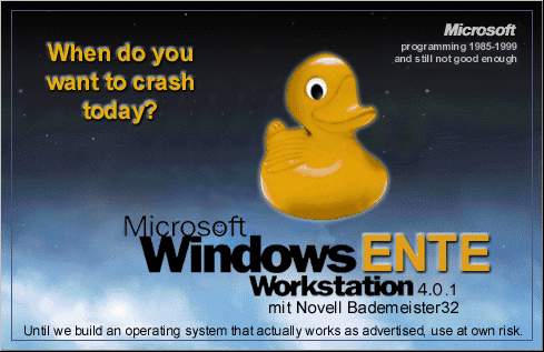 Windows NT Ente mit Novell Bademeister 32